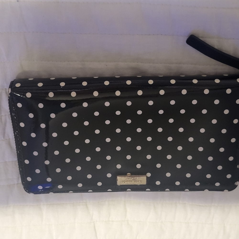 Kate Spade Wallet Bi-fold Snap Black & White Polka Dot Stacy Camden Avenue